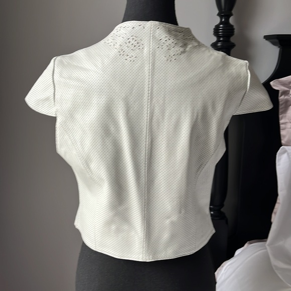 Greyish white leather vest. Size L but runs small. - Picture 3 of 3